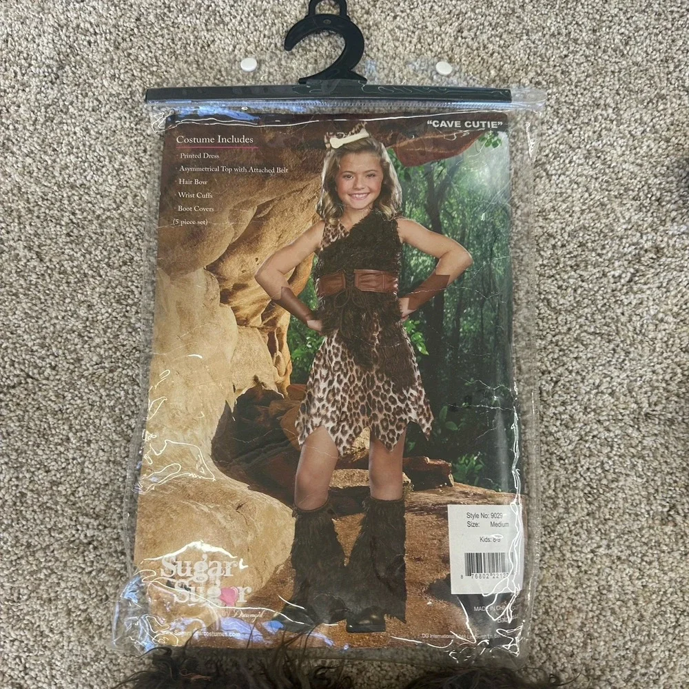 Child‎ Cave Girl Cutie Costume Kids 8-9 Medium 5 Piece Set Halloween Dress Up